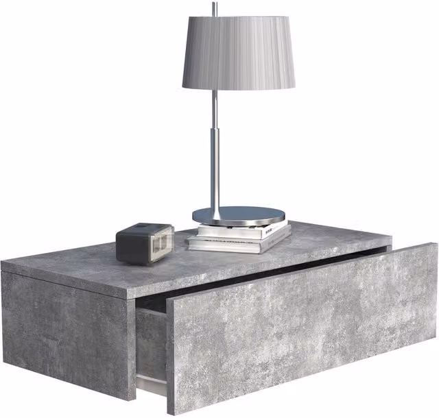 VCM Usal M Wooden Wall Hanging Bedside Table in Grey, W: 60 cm – 1