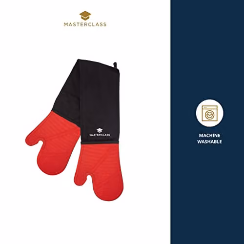 MasterClass Non-Slip Silicone Oven Glove in Black and Red – 2