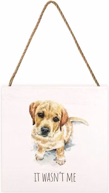 Louise Nisbet Wooden Golden Retriever Wall Plaque in White