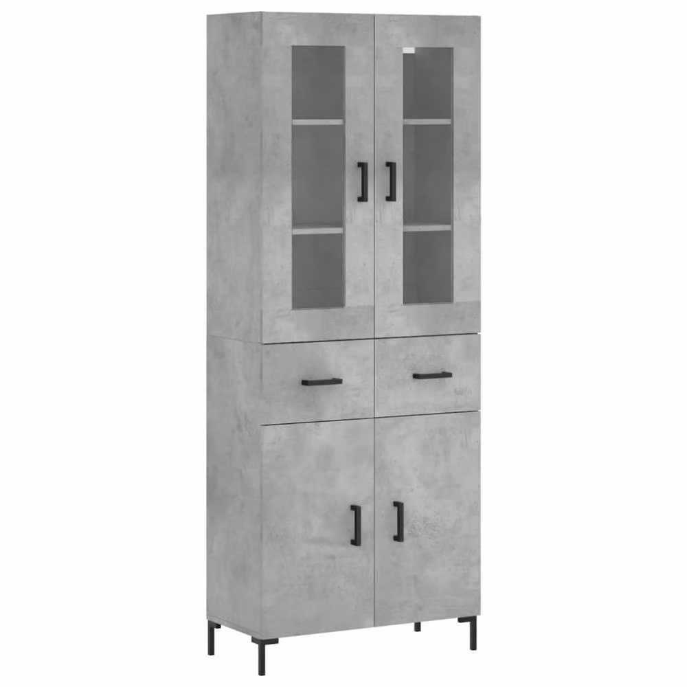 Berkfield Home Highboard in Concrete Grey, W/D/H: 69.5 x 34 x 180 cm – 3