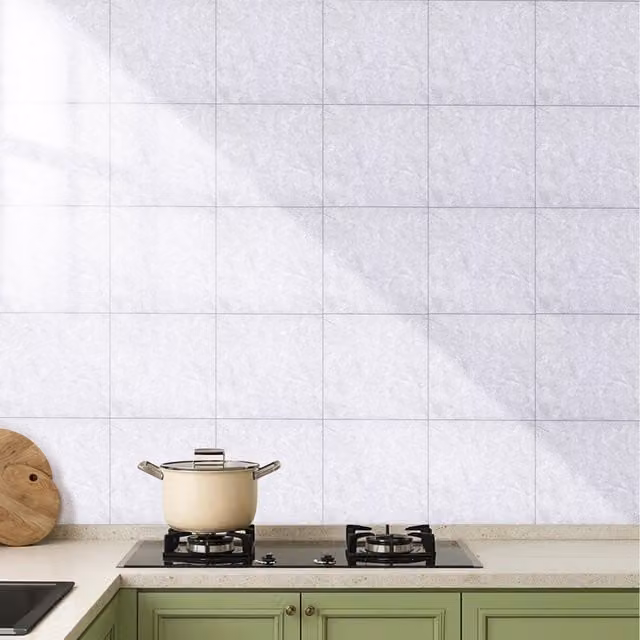 Livingandhome 10-Piece Self-Adhesive Marble PVC Wall Stickers in White