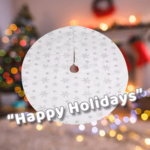 VFM e-Store Silver Christmas Tree Skirt Decoration, W/D: 110 x 110 cm – 3