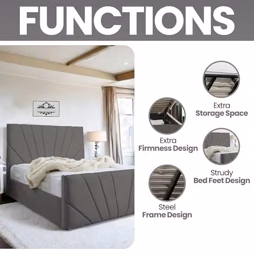 Living Comfort Bedz Sunrise King Size Bed with Plush Velvet Upholstered Headboard and Footboard and Black Board Base W/D/H: 180 x 200 cm – 6