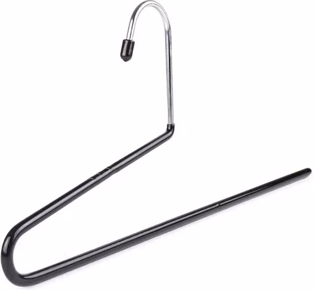PAWNORA Non-Slip Metal Trouser and Coat Hangers with Bar, Black, W: 40 cm, D: 34 cm