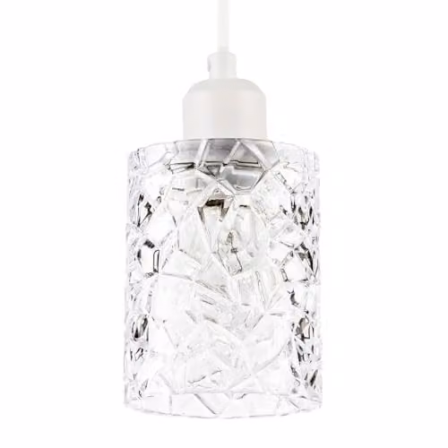 Happy Homewares Modern Cylindrical Glass Pendant Light Shade in Transparent, H 13 cm x W 10 cm – 1