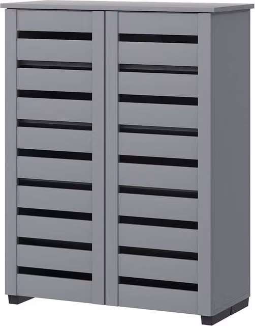 Nordara 5 Tier Shoe Cabinet with Slatted Hinged Doors in Dark Grey, W/D/H: 100 x 100 x 100 cm – 1
