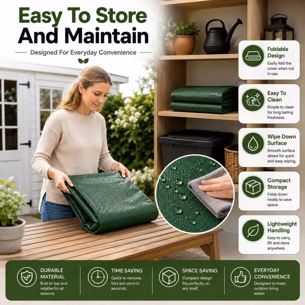 NESTLUNE Heavy Duty Water Repellent 3 Seater Garden Bench Seat Cover in Green, W/D/H: 100 x 15 x 15 cm – 6