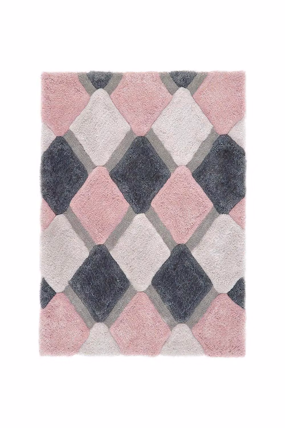 Phoenox Textiles Limited Origins 3D GEO Shaggy Rug in Pink, W: 80 cm, L: 150 cm – 2