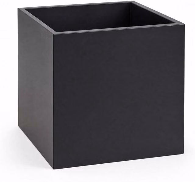 Black Galvanised Steel Cube Planter Tub with Liner W/D/H: 40 x 40 x 40 cm