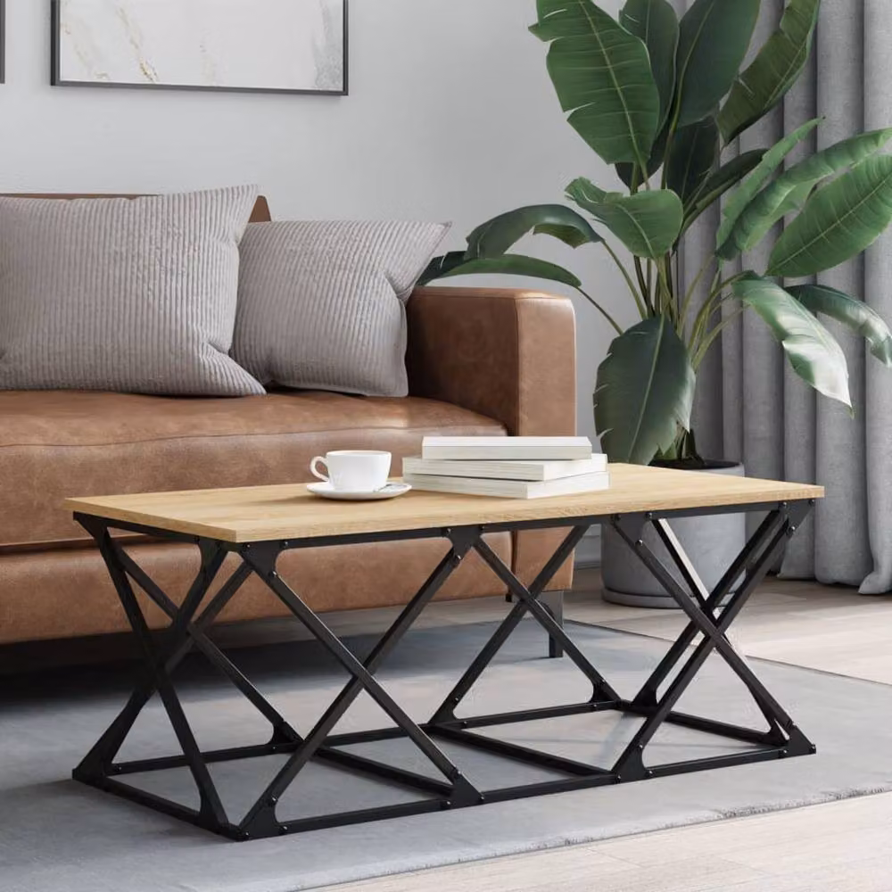 Berkfield Home Sonoma Oak Decorative Coffee Table in Brown, W/D/H: 100 x 49 x 40 cm – 2