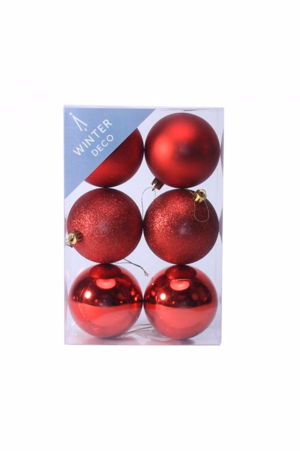 KDMD Red Shatterproof Christmas Baubles, 2 Pack of 6 Round Hanging Baubles, Diameter: 8 cm – 2