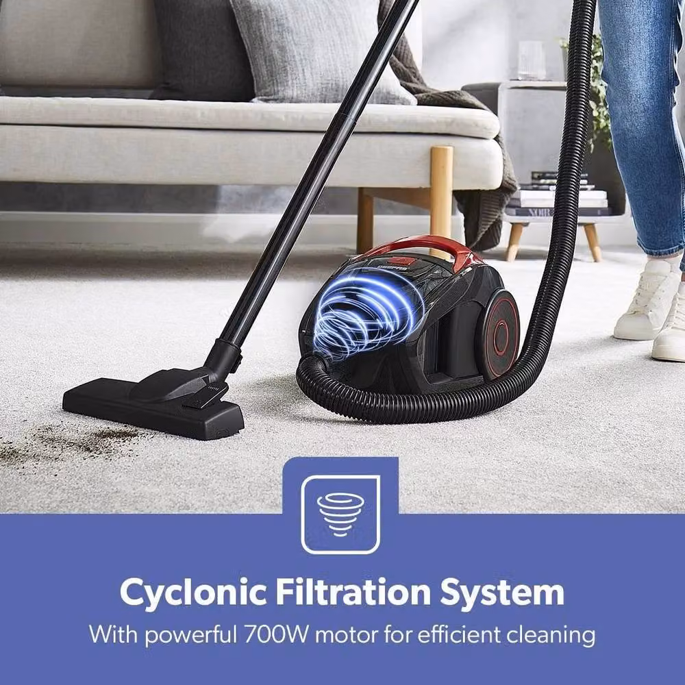 FLAVORA Bagless Cylinder Vacuum Cleaner with HEPA Filter and 700W Cyclone Motor in Black, W/D/H: 100 x 60 x 1.5 cm – 3