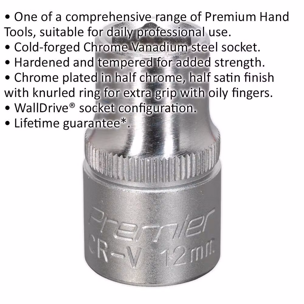 Loops 12mm Steel Drive Socket 1/2 inch Square Drive Chrome Vanadium Wrench Socket in Silver – 2