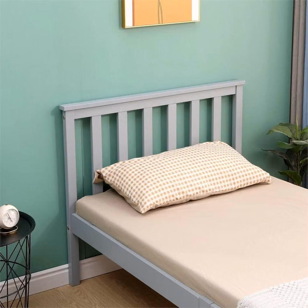 SPETLEK Single Bed Grey Solid Pine Wood Shaker Style Frame, W/D/H: 90 x 190 cm – 3