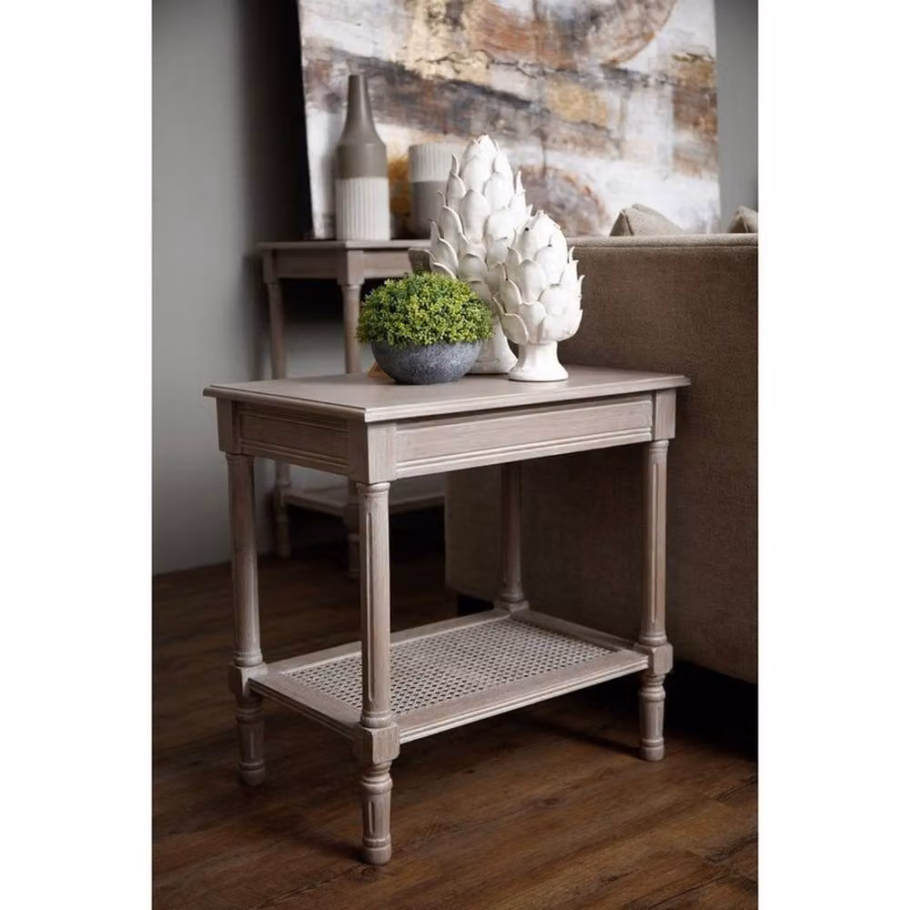 Lemon Pavilion Furniture and Decor The Serene Rattan Collection Side Table, Grey, W: 60 cm, D: 40 cm, H: 60 cm – 3