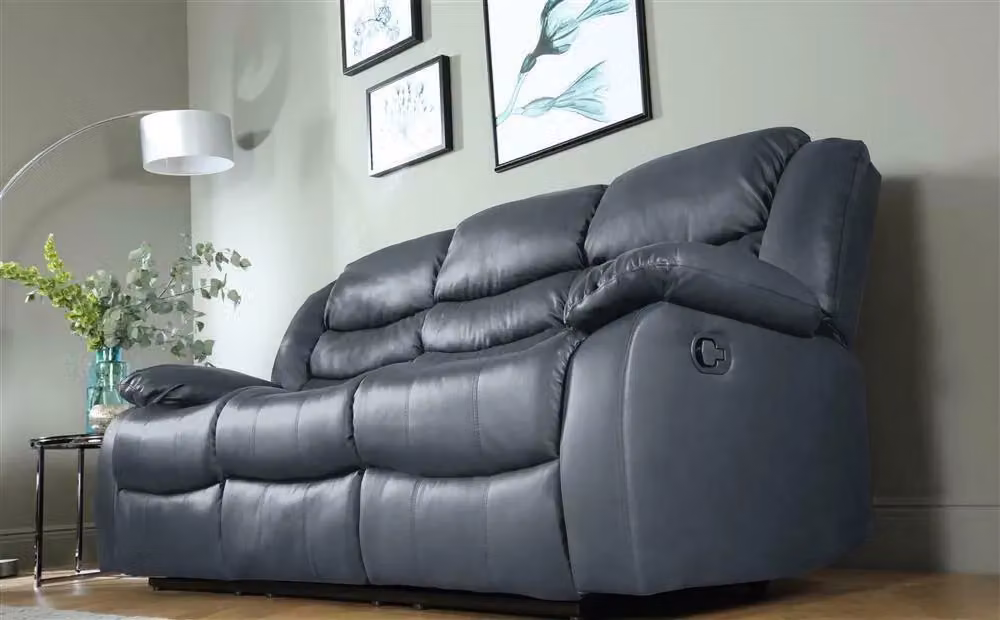 SquareBoxx Milano Grey Leather Recliner Sofa Set with 3-Seater and 2-Seater Sofas – 2
