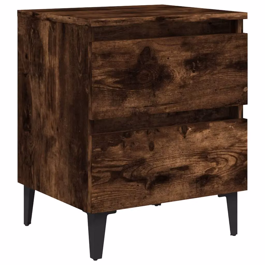 Berkfield Home Bed Cabinet with Metal Legs in Smoked Oak Brown, W/D/H: 40 x 35 x 50 cm – 2