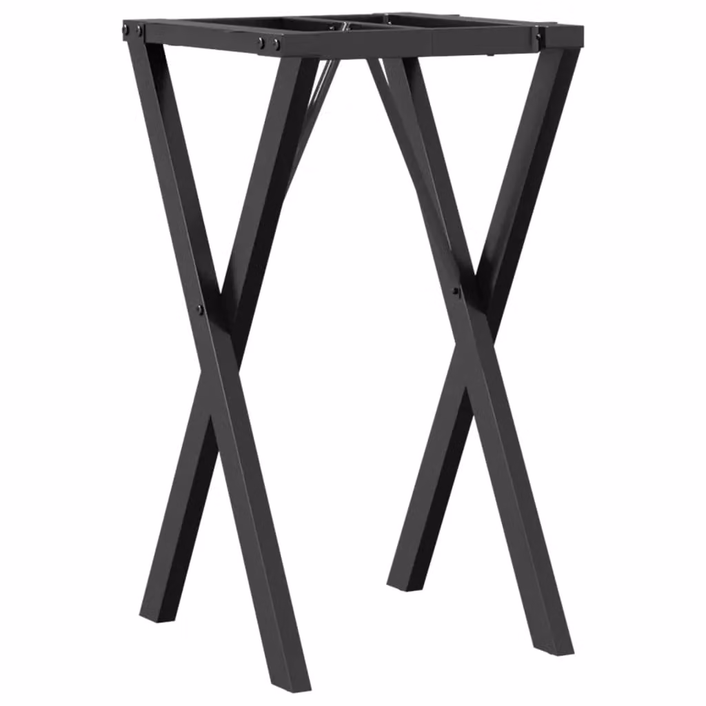 Berkfield Home X-Frame Dining Table Legs in Black Steel, W/D/H: 40 x 40 x 73 cm – 2