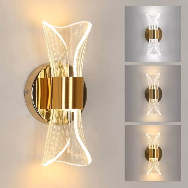 Goeco Dimmable LED Up and Down Wall Light in Gold/Brass – 1