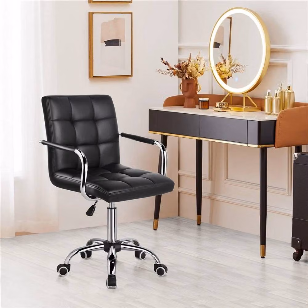 KORVIXA Black Synthetic Leather Modern Executive Computer Chair with Armrests and Castors – 3