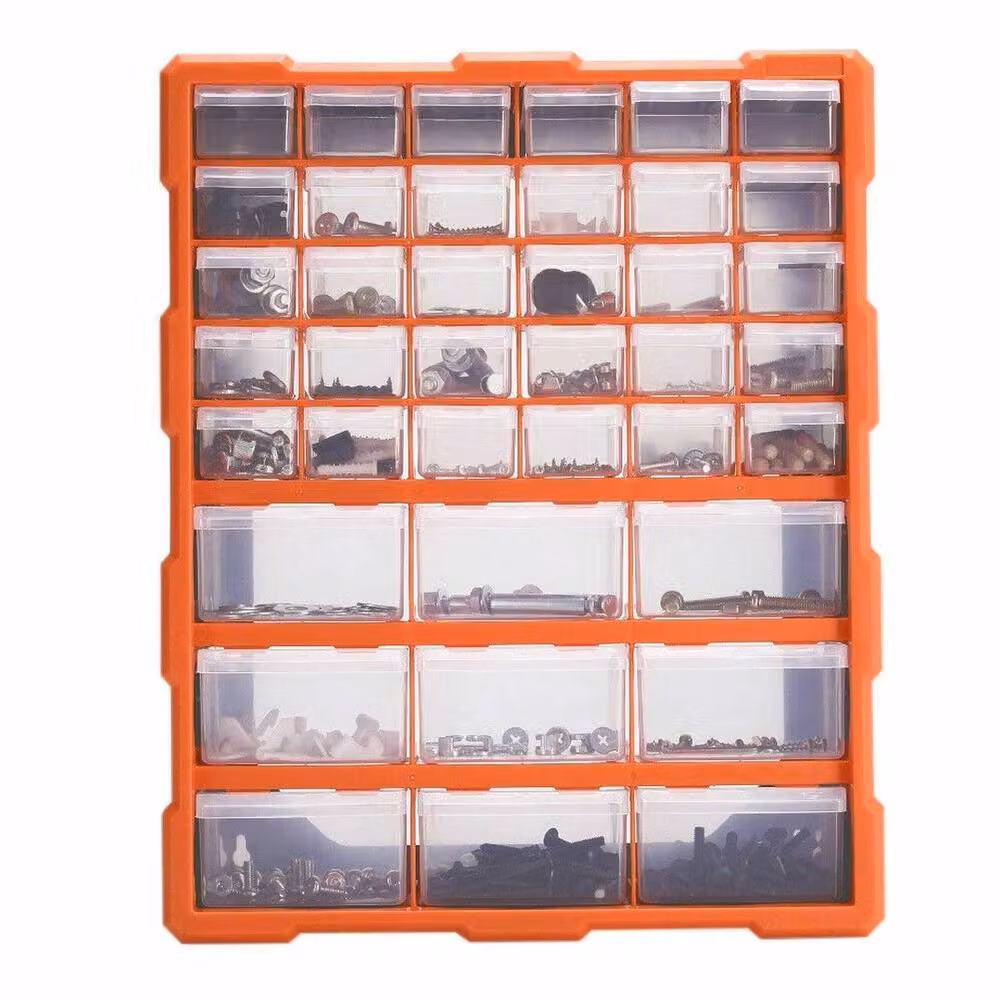 NESTLUNE 39 Drawer Parts Organiser Storage Cabinet, Black and Transparent, Wall Mountable – 3