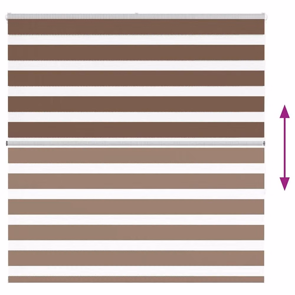 Berkfield Home Brown Zebra Day and Night Blind, W: 140 cm, H: 150 cm – 4
