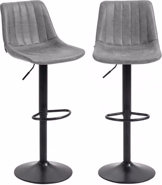 NESTLUNE Set of 2 Adjustable Swivel Bar Stools in Grey – 1