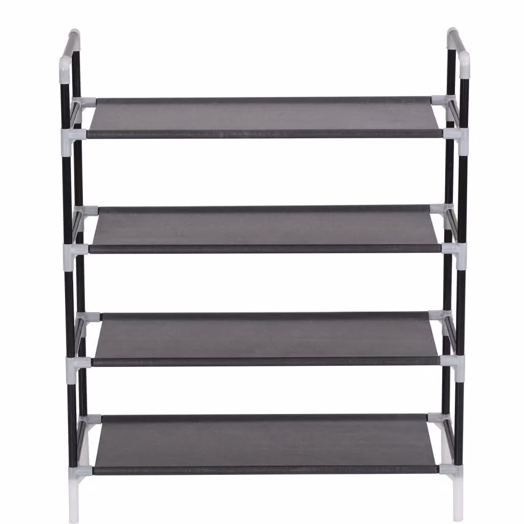 Berkfield Home 4-Shelf Freestanding Shoe Rack in Black Metal – 3