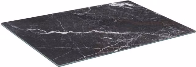 Harbour Housewares Black Marble Effect Rectangular Glass Chopping Board with Non-Slip Feet, Width: 20 cm