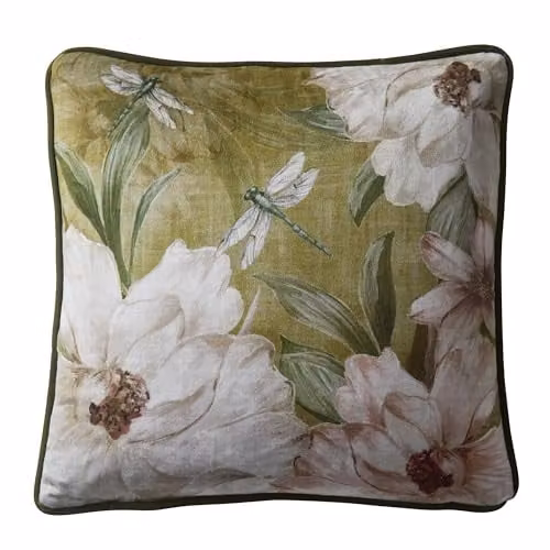 Appletree Fiorella Floral Velvet Filled Cushion in Green and Red, W/D/H: 43 x 43 x 43 cm – 3