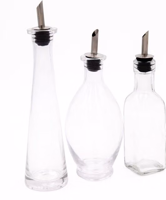 KitchenCraft 3pc Glass Oil and Vinegar Bottle Set in Transparent and Multicolour – 1