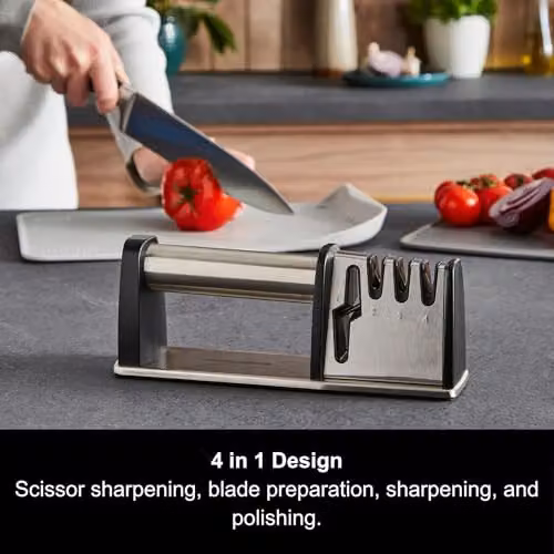 Morphy Richards 4-in-1 Manual Knife Sharpener in Silver with Stainless Steel Body – 2