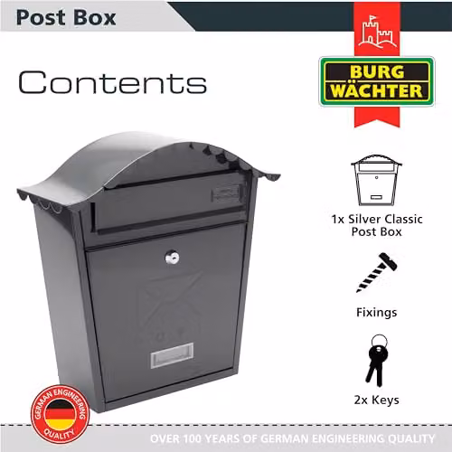 Burg-Wächter MB01A Anthracite Classic Wall Mounted Galvanised Steel Lockable Weatherproof Post Box W: 36 cm, H: 37 cm, D: 13 cm – 3