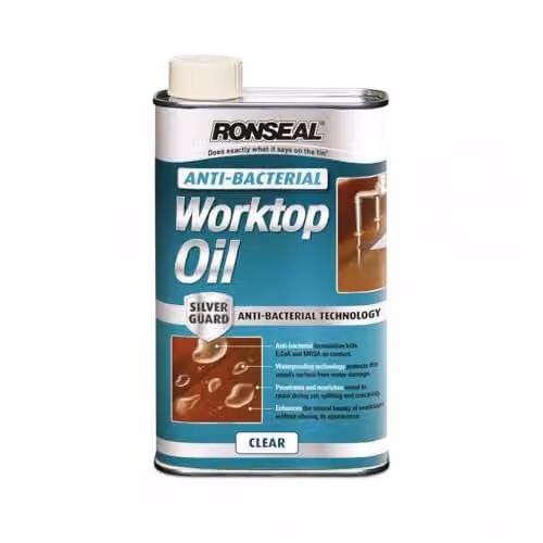Ronseal Anti-Bacterial Worktop Oil, 1 l, Transparent, Food Safe and Water Repellent