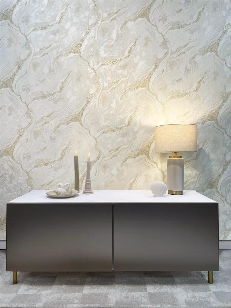 Rasch Palmetto Agate Abstract Wallpaper in Beige and Sand