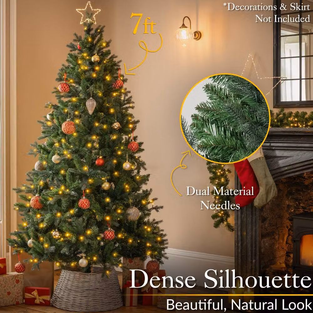 Christow Pre-Lit Fraser Fir Christmas Tree with Colour Switch Timer and LED Lights, 6ft – 3