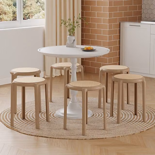 Livingandhome Set of 6 Brown Plastic Stacking Stools