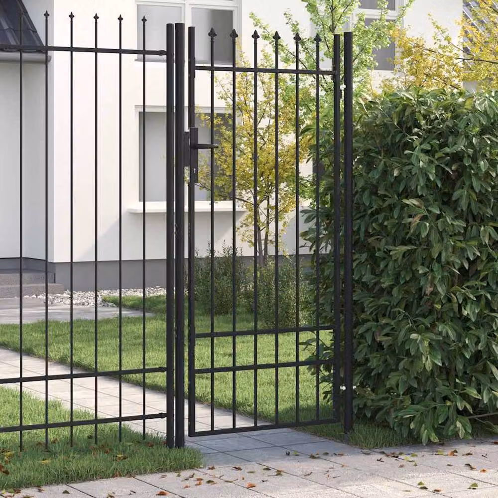 Berkfield Home Durable Steel Single Door Fence Gate with Spike Top, Black, W: 100 cm, H: 200 cm – 2