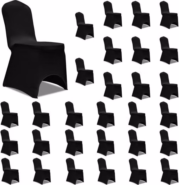 Berkfield Home Black Stretch Dining Chair Covers, 30 Pack