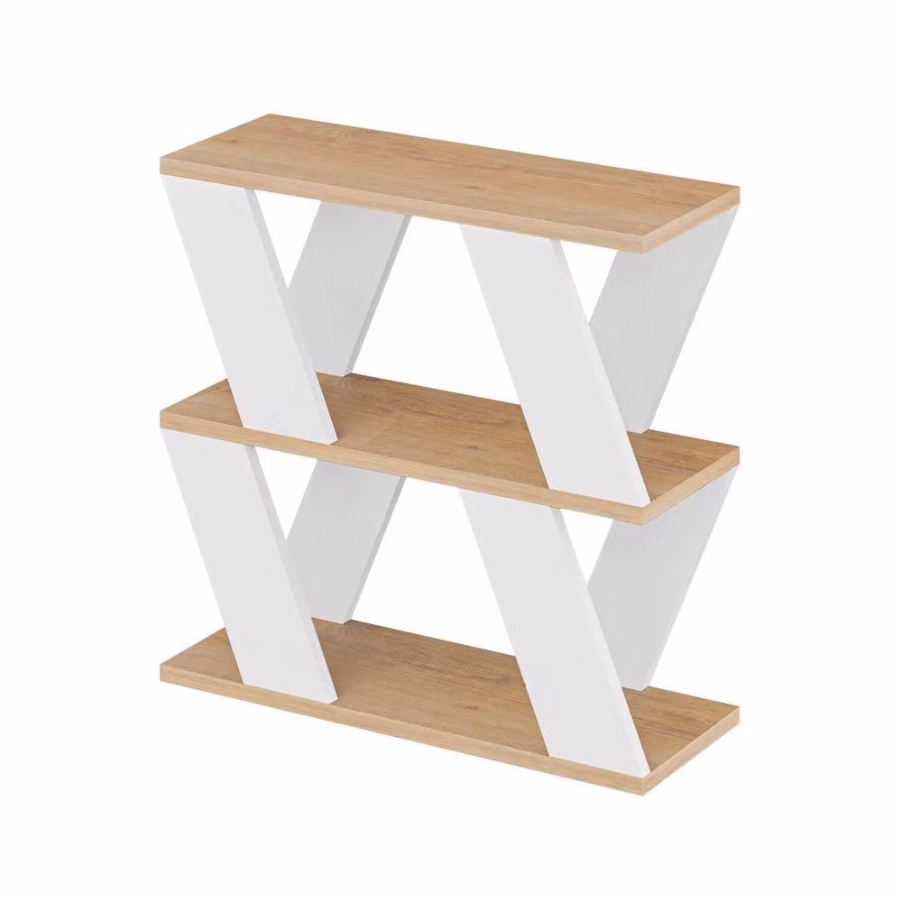 Decortie Lazena Modern 3-Tier Side Coffee Table in White and Multicolour, W/D/H: 55.4 x 22.0 x 60.0 cm – 2