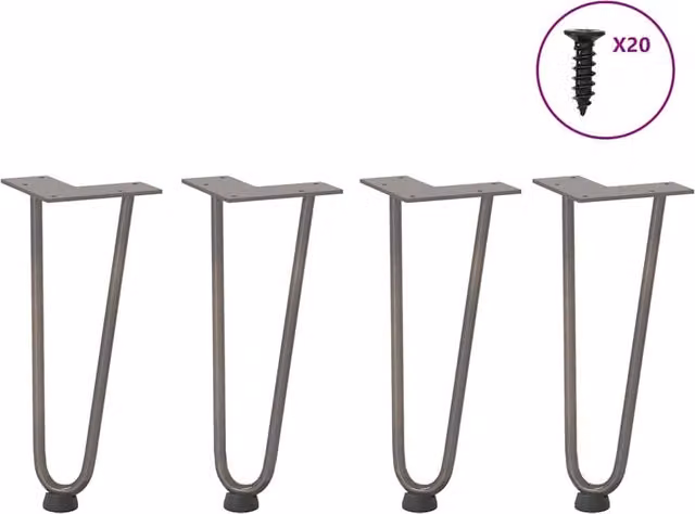 Berkfield Home Hairpin Table Legs, 4 Pieces, Brown Solid Steel, Height: 30 cm