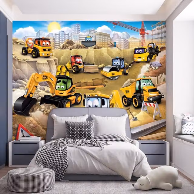 Walltastic My First JCB Wallpaper Mural in Multicolour and Yellow
