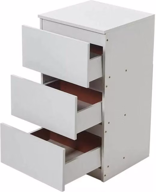 VOGREX White 3 Drawer Bedside Table and Storage Side Cabinet – 1