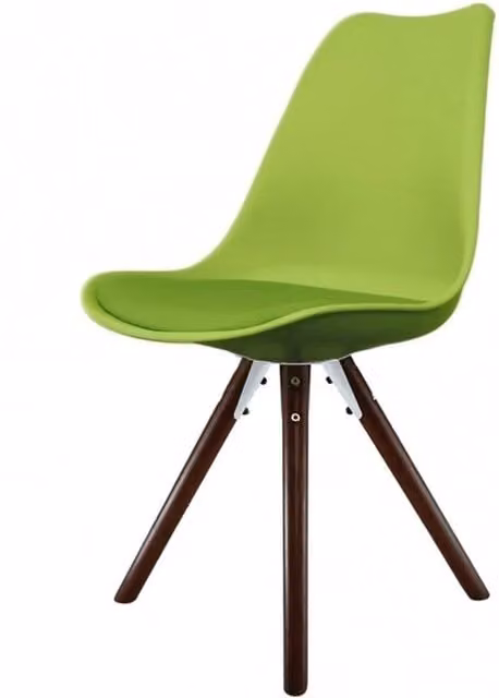 Fusion Living Soho Plastic Dining Chair with Pyramid Dark Wood Legs - Green