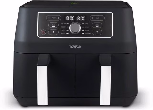 Tower Vortx 8L Dual Zone Air Fryer with Digital Display, Grey and Black