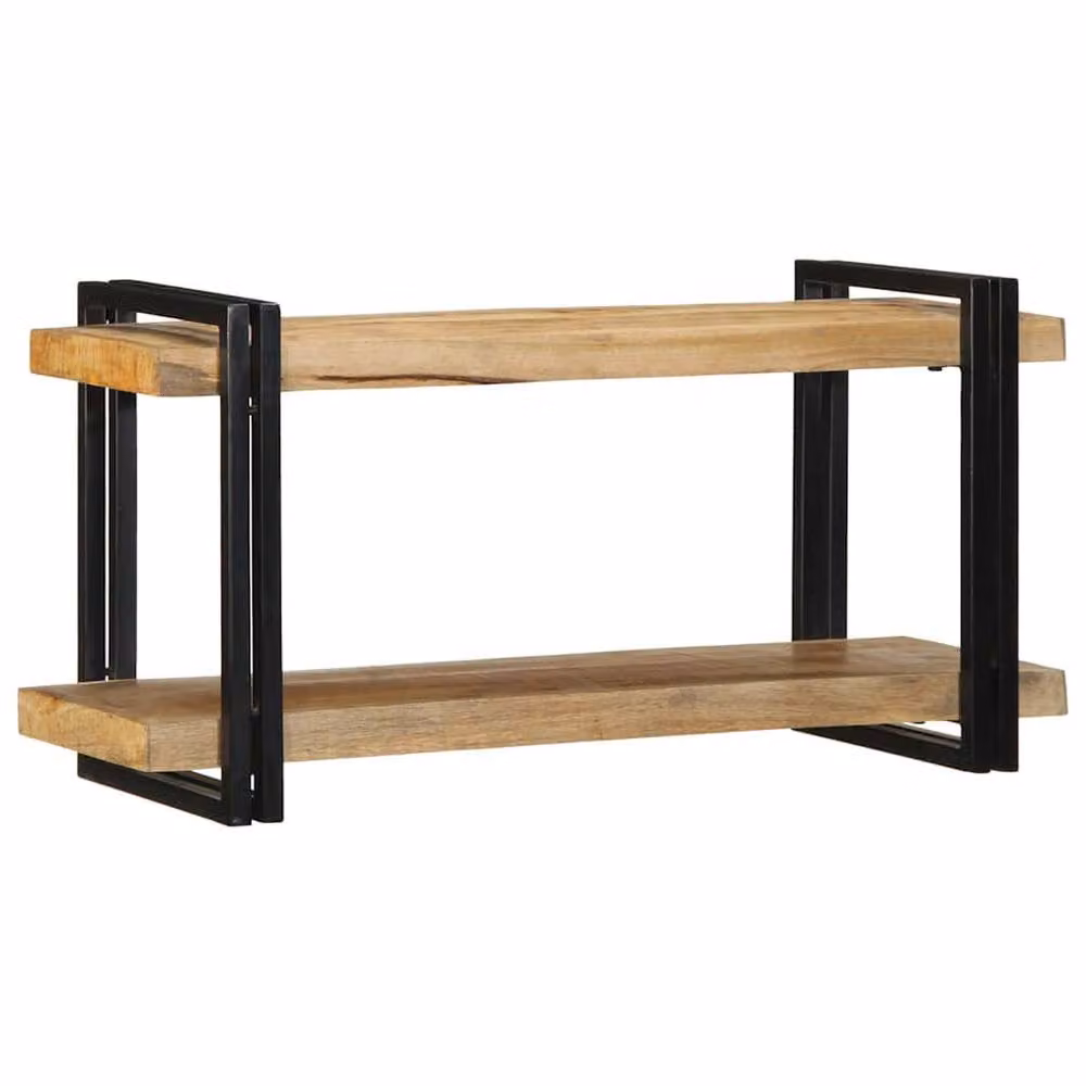 Berkfield Home Wall Mounted Mango Wood Shelf in Brown, W/D/H: 90 x 33 x 45 cm – 2