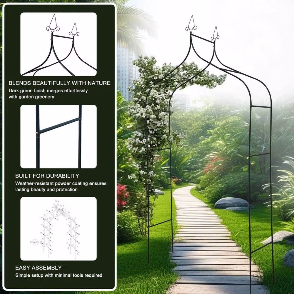 SPETLEK Green Metal Garden Arched Trellis Support, W/D/H: 140 x 38 x 255 cm – 3