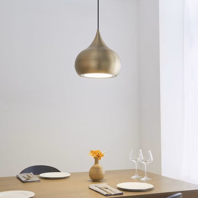 Netlighting Brosnan Dome Ceiling Pendant Light in Matt Antique Brass and Yellow – 2