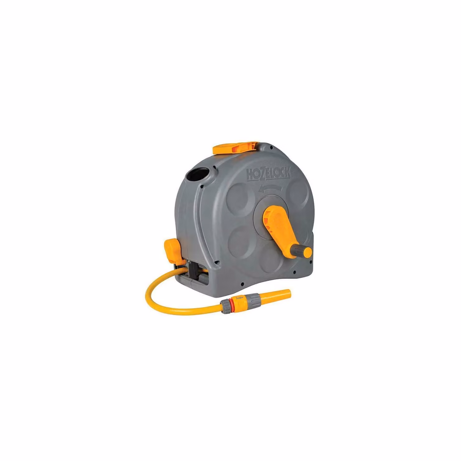 Hozelock 2415 2-in-1 Compact Hose Reel with 25m Starter Hose in Grey – 2