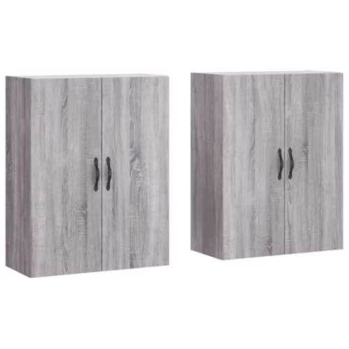 vidaXL Set of 2 Modern Wall Mounted Storage Cabinets in Grey Sonoma Engineered Wood – 1